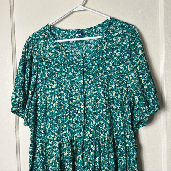 Old Navy green floral tiered maxi prairie dress womens XL - Picture 3 of 10